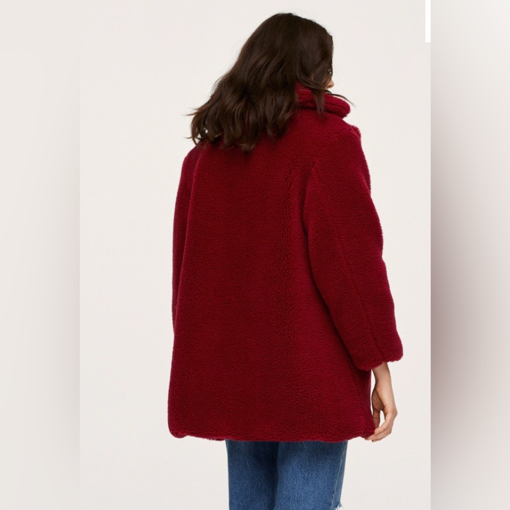 Mango! Faux shearling oversized coat. Burgundy Size M - Picture 3 of 7